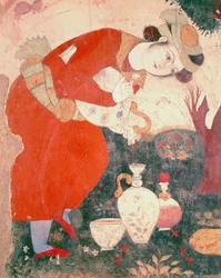 Donna che versa vino nella corte di Shah Abbas I, 1585-1627 (dettaglio)